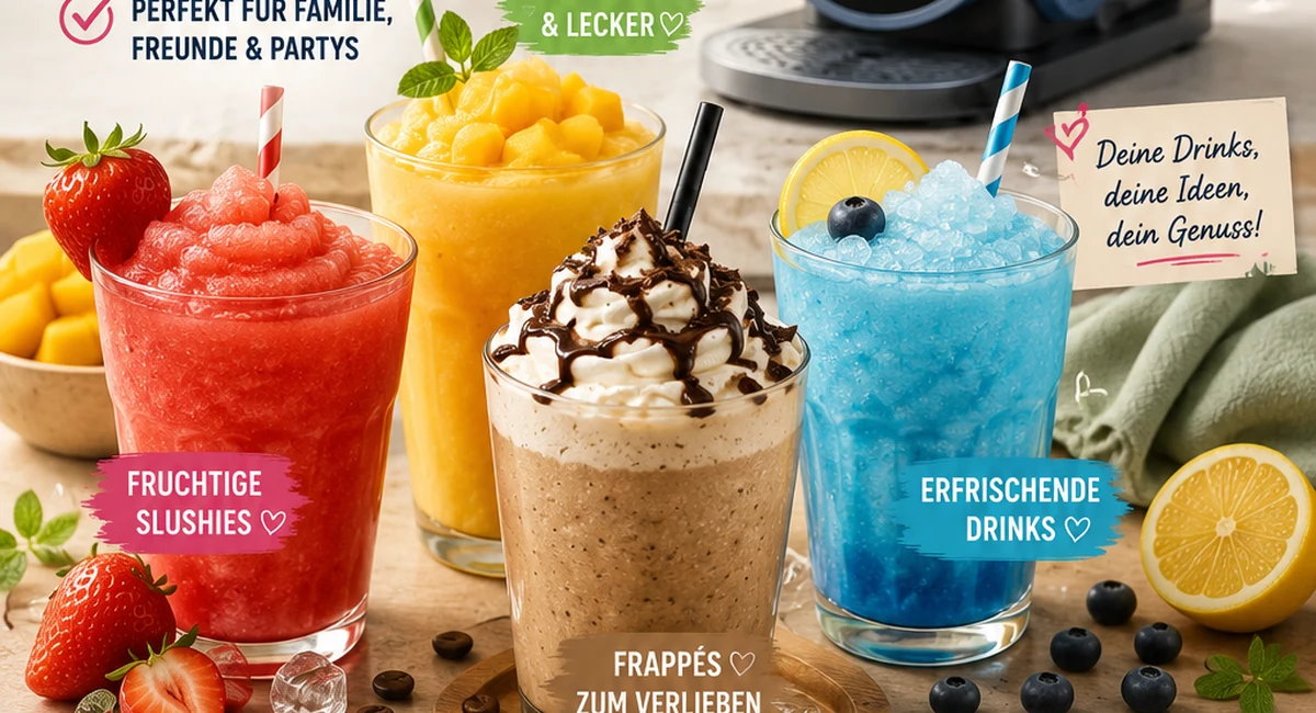 Verschiedene Frozen Drinks und Frappé-Varianten